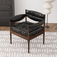 Nordic Denmark Stylist Komfort Einzelsofa Wohnzimmer Holz-Leder-Relaxsessel Umweltfreundlich Langlebig Hotel Zuhause Büro Apartment