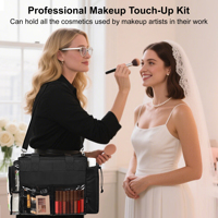 ReIaveI Étui de maquillage en nylon professionnel de grande capacité Fermeture à glissière durable Étui à cosmétiques portable à la mode Sangle en gros