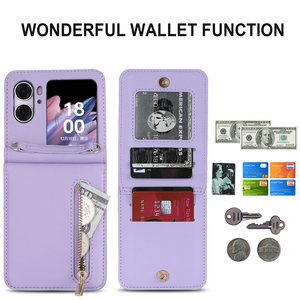 Cartera de lujo con ranura para tarjetas con cordón, funda protectora para teléfono con cremallera para Samsung Galaxy Z Flip3 Flip4 para Oppo <span class=keywords><strong>Find</strong></span> <span class=keywords><strong>N2</strong></span> <span class=keywords><strong>Flip</strong></span> - Product Image 2