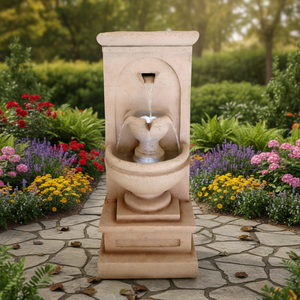 <span class=keywords><strong>Fontaine</strong></span> murale de jardin en résine, ornement solaire moderne, cascade murale extérieure avec dimensions personnalisables - Product Image 1