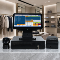 Sistema POS Todo en Uno con Pantalla Dual y Soporte, Caja Registradora Táctil para Cafeterías, Restaurantes y Hostelería