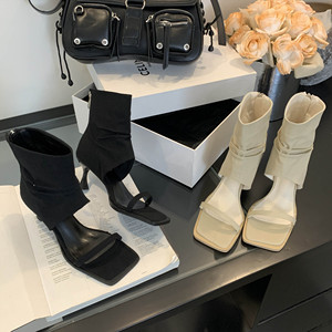 Sandales d'été à talons hauts et mi-hauts pour femmes, nouvelles chaussures de soirée avec tongs en maille, sandales de vacances pour femme - Product Image 6