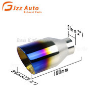 Ujung Knalpot Stainless Steel 51mm hingga 89mm Potongan Miring 160mm Panjang Total Warna Biru Bakar Satu Lubang Keluar