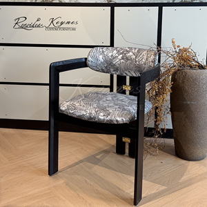 Keynes Wood Frame Dining <b>Chair</b> Floral Pattern Fabric Upholstered Armchair Factory Direct Commercial Furniture - Product Image 1