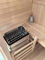 Kit de Sauna Exterior en Forma de Cubo, de Cedro Rojo, para 4 Personas, Completo con Estufa, Bancos, Puerta y Ventana