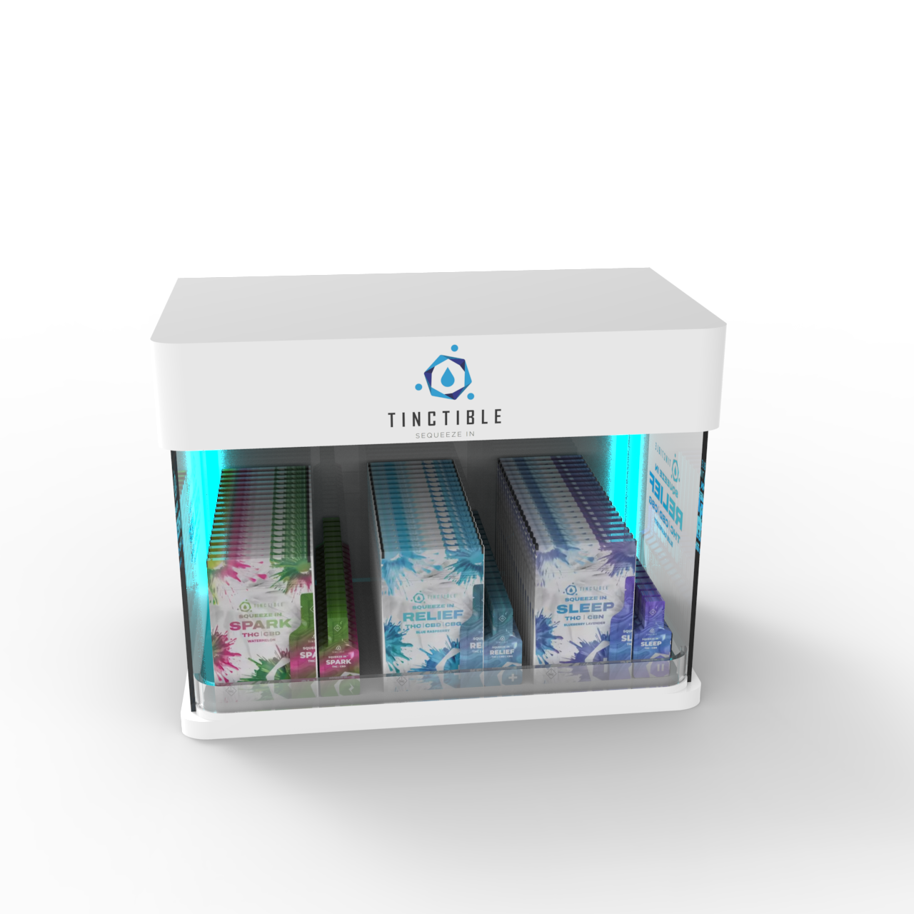 Clear Acrylic Advertising Food Display Stand One Tier Snack Storage Box Counter Top Square Case LED Light Customized Color — view 5