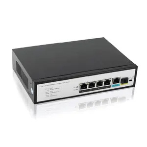 Comutador de rede PoE não gerenciado de 4 Gigabit PoE 1 1000Mbps Uplink Easy Plug 65W 1 Giga SFP