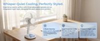 Nouveau ventilateur de table solaire AC/DC 12 pouces rechargeable avec lumière LED intégrée et 3 vitesses pour usage domestique