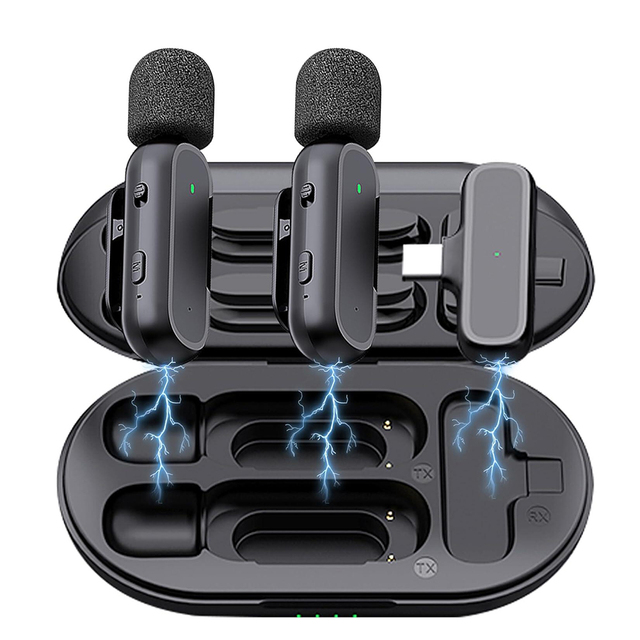Professional Wireless Lavalier Microphone for iPhone Charging Case Noise Reduction Plug-and-Play Clip-on Lapel Mic for Gaming