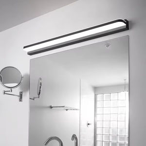 Miroir de maquillage LED moderne IP44 étanche pour salle de bain en aluminium et acier inoxydable chromé, CRI 80, température de couleur 3000-6000K, 50000 - Product Image 1