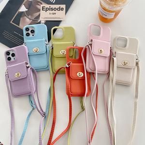 Hot Bán Khóa Khóa Thẻ Túi Với Crossbody Sợi Dây Thừng Cho <span class=keywords><strong>Iphone</strong></span> 16 Trường Hợp Điện Thoại 15Pro Max Vải Thiều Mô Hình Ví Bảo Vệ Bìa - Product Image 3