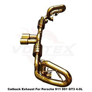 Sistema de escape Vortex Bespoke de acero inoxidable con acabado dorado para Porsche 911 991 GT3 4.0L, mejora visual exótica. - Product Image 3