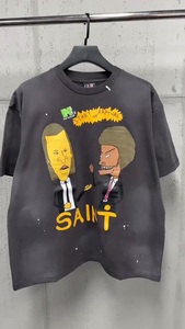 T-shirt Nera da Uomo con Stampa Parodia Pulp Fiction Effetto Consumato - 240g 100% Cotone Streetwear - Product Image 2