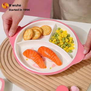 Assiette compartimentée en mélamine Wuhe pour enfants, motif lapin mignon, bol de dessin animé pour bébé, bol pour aliments complémentaires, cuillère et tasse - Product Image 2