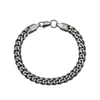 Bracelet chaîne cubaine multicolore poli 7 mm en acier inoxydable 316 plaqué or 18 carats et plaqué noir, unisexe