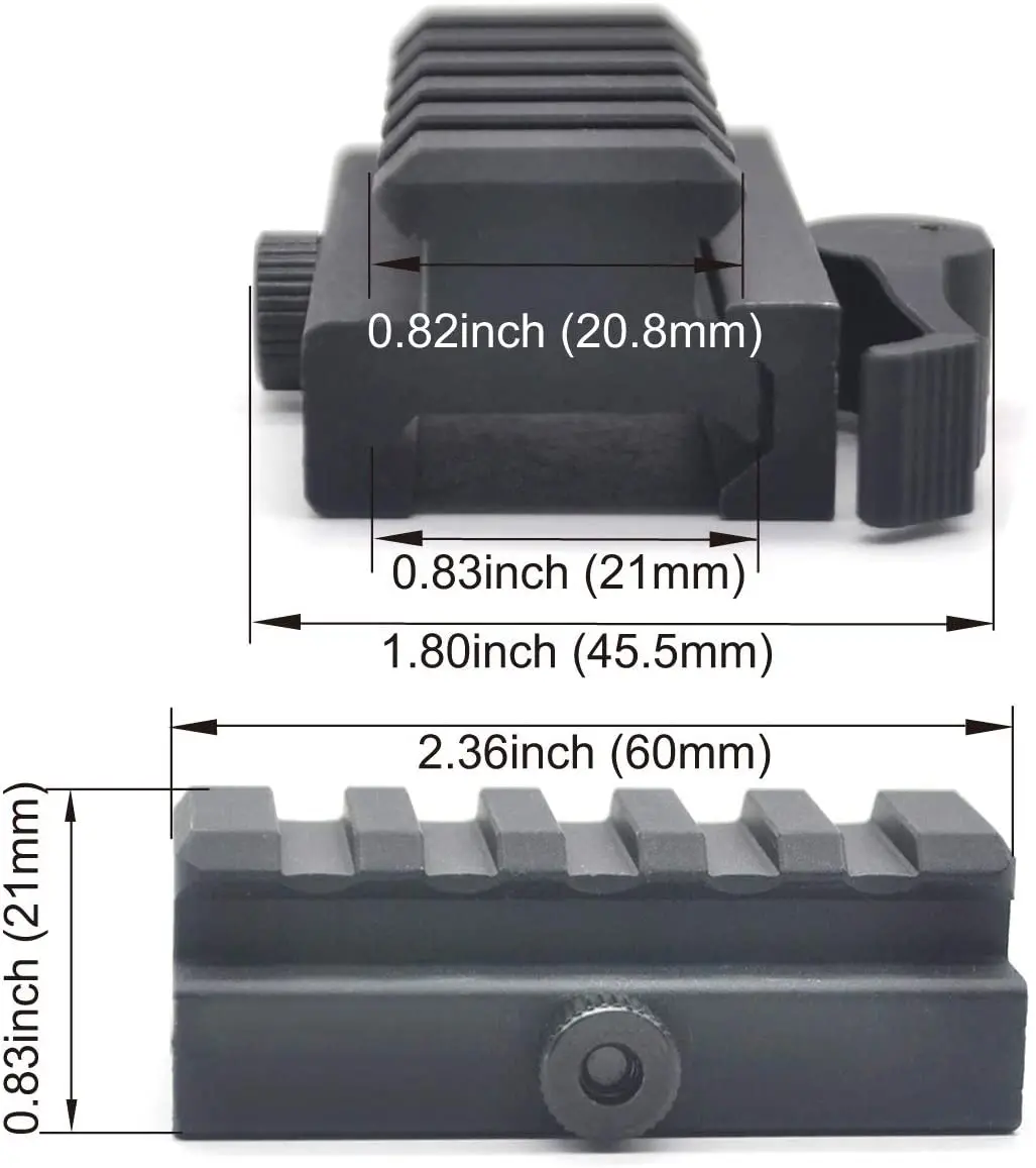 Aplus Quick Detachable Tactical optional 5, 7, 9 slots Picatinny Riser Scope Lever Mount Base Adapter fits 20mm rails - Black