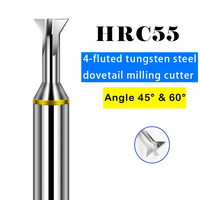 Fresa de ranurado de cola de milano AZZKOR TGY HRC55 de 4 filos de carburo de tungsteno con extremo de ranura de 45 y 60 grados