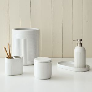 Ensemble d'accessoires de bain en céramique givrée de luxe moderne distributeur de porte-savon de la collection de poteries blanches pour toilettes - Product Image 4