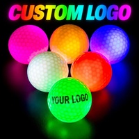 Balles de golf LED personnalisées, 6 couleurs, activées par l'impact, lumineuses, clignotantes, avec impression de logo, pour la pratique du golf de nuit et les événements.