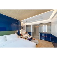 Ensemble de meubles de chambre d'hôtel design moderne, taille King Queen, comprenant armoire, sommier et tête de lit, en bois et métal, pour appartement, qualité cinq étoiles