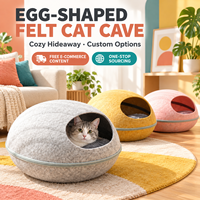 Lit pour chat en feutre de forme ovale personnalisé, maison fermée pour animaux de compagnie, pour chats et chatons, vente en gros OEM ODM