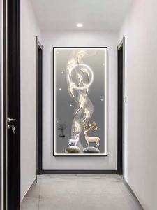 抽象的なライトペインティングダイヤモンドを追加/ダイヤモンドなしクリスタル磁器壁画モダンエルクガラスフレームキャンバス絵画 - Product Image 2