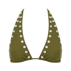 Sexy Olive <strong>Green</strong> Halter <strong>Bikini</strong> <strong>Set</strong> 2026 Women Metal Ring Decor Two Piece Swimsuit Minimalist Bathing Suit Private Label - Product Image 3