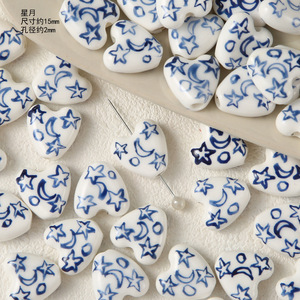 Manna 10PCS/Bag New DIY Handmade Loose <strong>Beads</strong> Jewelry Accessories Chinese Blue White Clay Porcelain Plum Ceramic <strong>Beads</strong>