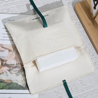 Pochette en toile naturelle écologique avec ruban, logo personnalisé imprimé, pour emballage de portefeuilles, ceintures, accessoires capillaires, livres, pochette à rabat en coton