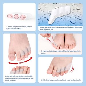 Attelle en gel pour <span class=keywords><strong>petit</strong></span> orteil, correcteur d'hallux valgus – Confort durable et respirant pour soulager la douleur des orteils superposés, protection contre les ampoules et les cors, transparente - Product Image 2