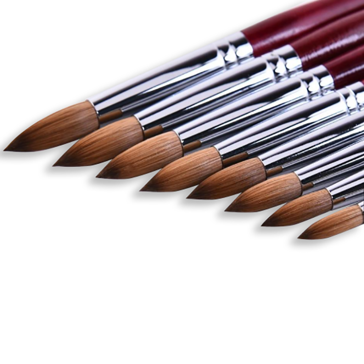 Лидер продаж, кисть для рисования, персонализированная кисть для акриловых ногтей Kolinsky с деревянной ручкой, кисть для рисования масляной и акриловой краской