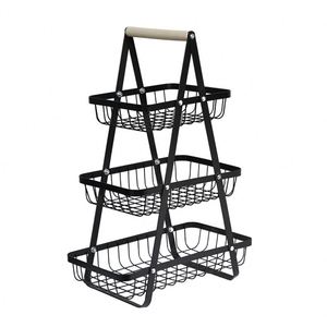 2/3-Tier Detachable Metal Kitchen Storage Rack Fruit Basket Handle Shop Cafe Bread Food Display <b>Stand</b> <b>Vegetable</b> Drain Storage - Product Image 3