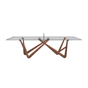 Table de ping-pong moderne de luxe pour intérieur, en verre trempé, avec pieds en bois de frêne massif, 274 cm, prête pour les tournois, multi-usages - Product Image 6