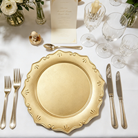 Lot de 50 Assiettes de Présentation Dorées Mat Élégantes et Durables en PP de 13 Pouces, Réutilisables pour Mariages, Hôtels et Décoration de Table de Banquet