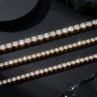 Bracelet Tennis Polyvalent en Acier Inoxydable 316 HTCB10 Incrusté de Zircons Cubiques AAAAA Scintillants, Résistant à l'Eau