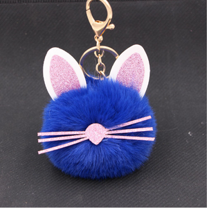 Nouvelle conception En Gros rouge jaune rose Faux Lapin Fourrure bonjour <span class=keywords><strong>kitty</strong></span> chat oreille Boule Porte-clés Porte-clés pour les filles femmes enfants enfants - Product Image 2