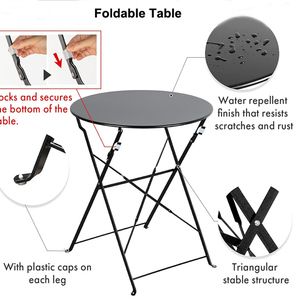 ADXIN Leisure Metal Folding <strong>Bistro</strong> <strong>Set</strong> with Round Garden Table and Chairs for Indoor Outdoor Cafe Patio Balcony Yard Use - Product Image 3