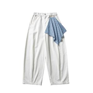 Jean décontracté ample à jambe large, style américain, avec foulard carré détachable, nouveau modèle printemps, rétro, coupe droite, taille basse ou haute - Product Image 4