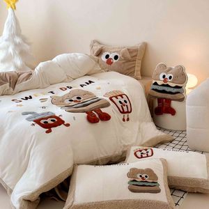 Set da letto in velluto di latte caldo di alta qualità con trapunta ricamata in cartone animato lenzuola da letto <span class=keywords><strong>federe</strong></span> da 4 pezzi Set da letto per bambini - Product Image 6