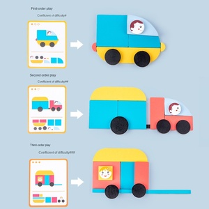 New Design Cognitive Board 10 Double-sided Cards Matching Block Puzzles Montessori Tangram cheap Toys For Kids Toddler Unisex - Product Image 4