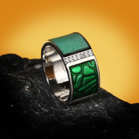 Bijoux fantaisie KYRA01252 plaqué platine géométrique 3A Zircon anneau en émail pour les femmes