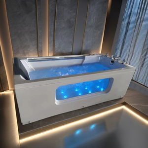 Acrylique moderne de luxe autoportant <span class=keywords><strong>pour</strong></span> baignoire <span class=keywords><strong>jacuzzi</strong></span> <span class=keywords><strong>pour</strong></span> villas jets de souffleur d'air chauffé et accessoire d'égouttage inclus - Product Image 4