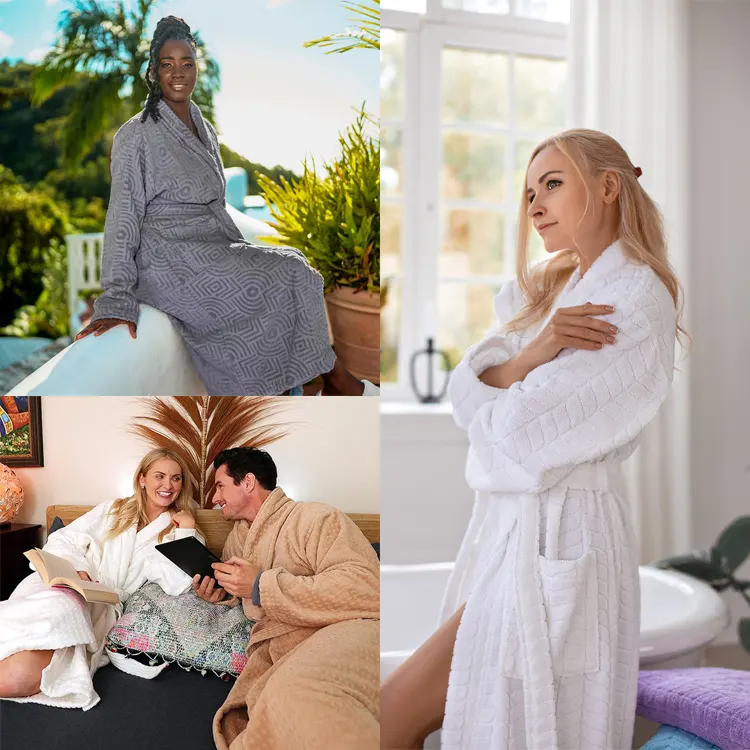 Vente en gros Peignoir en coton éponge Peignoir vêtements de nuit personnalisés pour femmes
