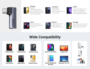 Adaptateur audio USB C vers 3,5 mm à angle droit UGREEN, adaptateur pour casque, écouteurs, micro, <span class=keywords><strong>prise</strong></span> <span class=keywords><strong>jack</strong></span> USB C 90 degrés pour Samsung iPad - Product Image 2