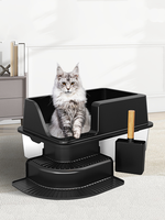 Litière pour chat ouverte 2025 en acier inoxydable grande capacité, écologique, anti-éclaboussures, avec accessoires pratiques