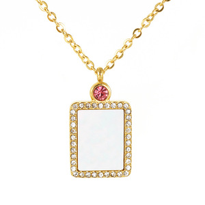 ZOGXIN <b>Square</b> Shell Pendant Necklace <b>Gold</b> Chain With Diamond <b>Frame</b> For Women Everyday Wear Geometric Design - Product Image 5