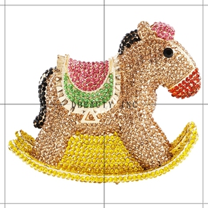 Bolso de mano de noche con diseño de caballo balancín y pedrería para mujer, elegante y deslumbrante, ideal para fiestas y salidas nocturnas. - Product Image 1