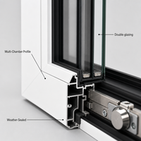 Fenêtre à battant en aluminium haute résistance au vent avec volets, moderne et personnalisable, pour extérieur résidentiel