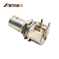 Konektor BNC Female 75Ohm 90 Derajat Sudut Kanan HD-SDI PCB Mount Through Hole Jack Koaksial Berlapis Emas untuk Peralatan Siaran