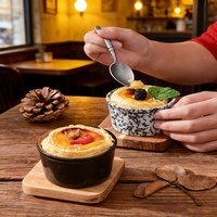 Bol à pudding personnalisé avec logo, écologique, style Japandi, résistant au four, 100 ml, ramequin en céramique, pour la cuisine à domicile, bol à œufs vapeur
